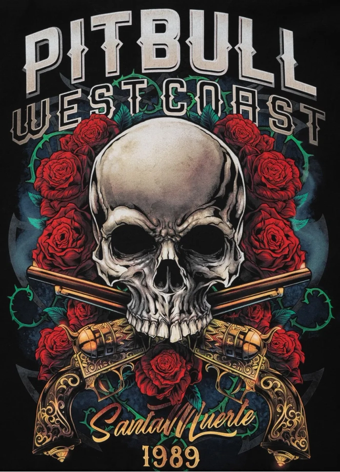 Koszulka męska T-Shirt Pit Bull Pitbull Santa Muerte czarna