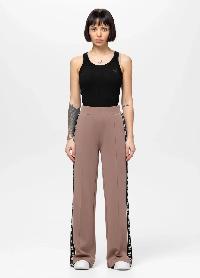 Komplet dresowy damski Pitbull Verona Wide Leg brązowy