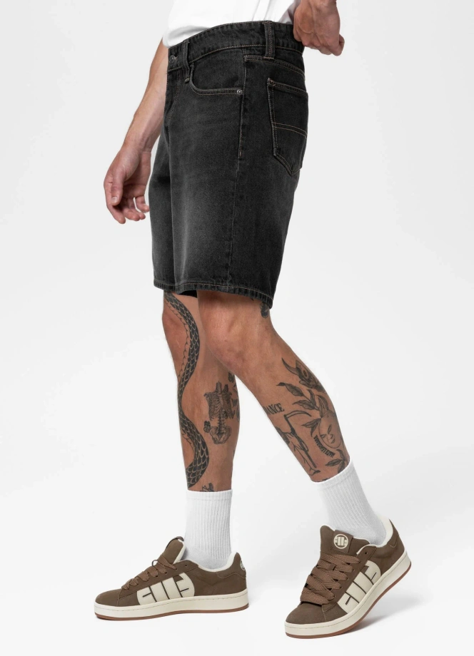 Spodenki szorty jeans męskie Pitbull Wash Bayside czarne