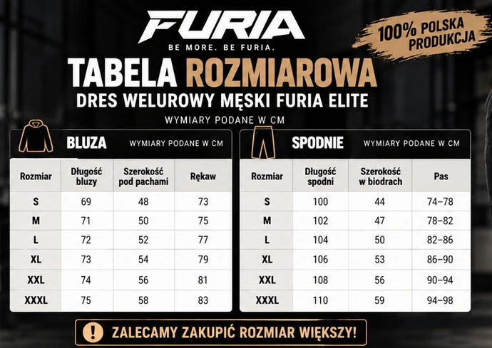 Komplet dresowy welurowy męski Furia Złoty Zamek Elite czarny