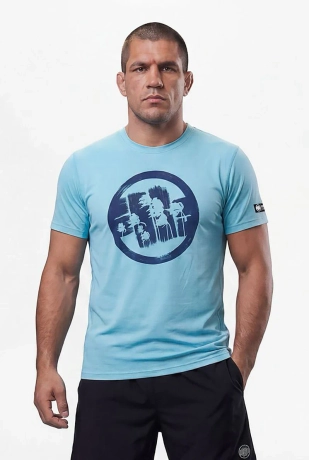 Koszulka męska sportowa Pit Bull Logo Palms jasna niebieska