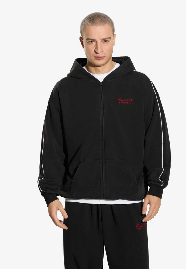 Bluza męska rozpinana z kapturem Prosto Team Washed czarna