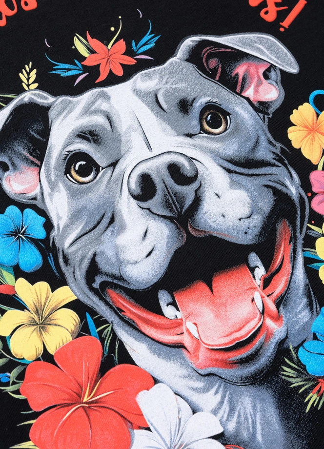 Koszulka damska T-shirt Pit Bull Happy-Pit 2 czarna