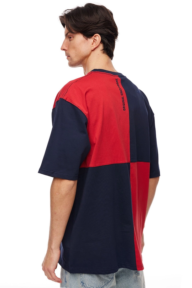 Koszulka męska t-shirt Mass Dnm Tony granatowo/czerwona