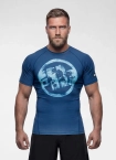 Koszulka męska rashguard Pitbull Logo Palms niebieska