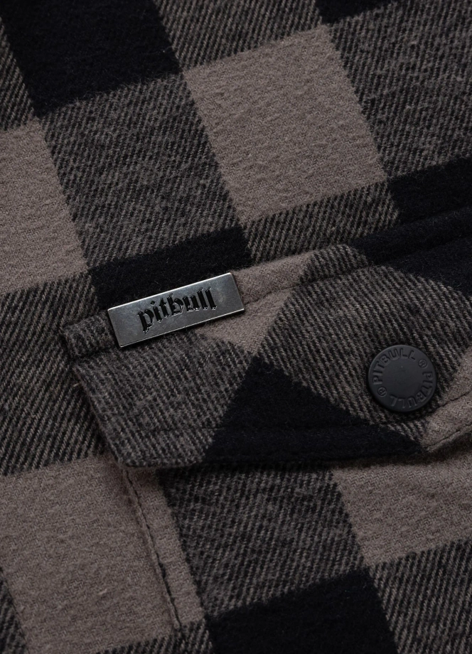 Kurtka męska flanelowa z kapturem Pit Bull Pioneer 2 taupe