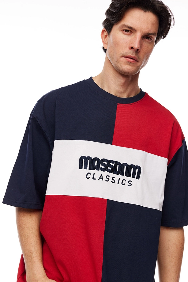 Koszulka męska t-shirt Mass Dnm Tony granatowo/czerwona