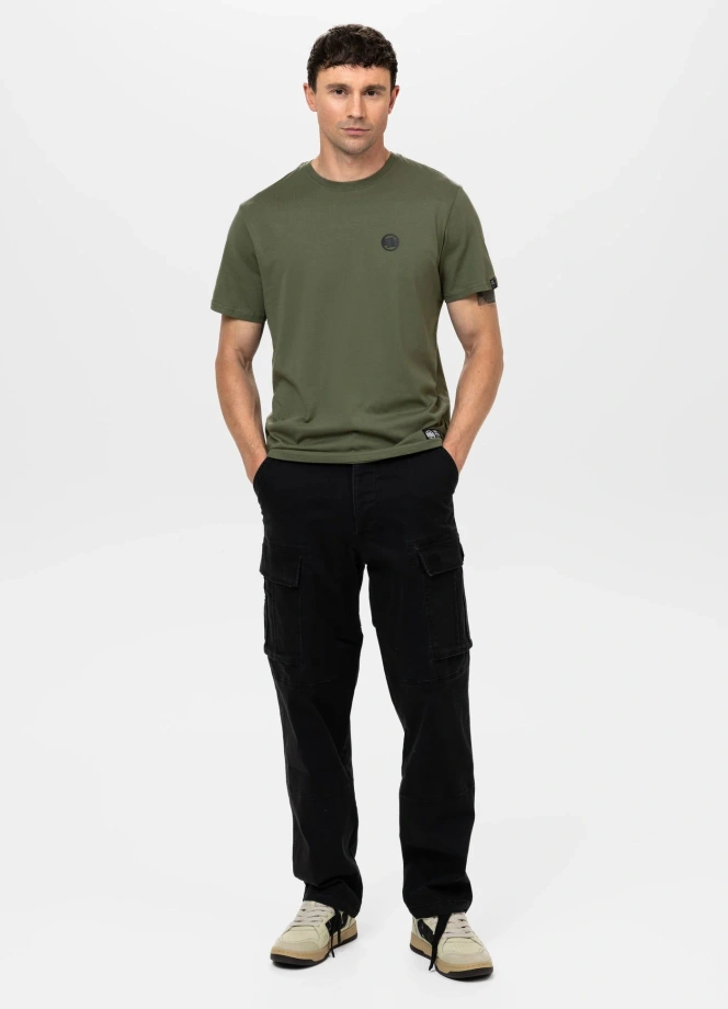 Koszulka męska T-Shirt Pitbull Small Logo oliwkowa zielona