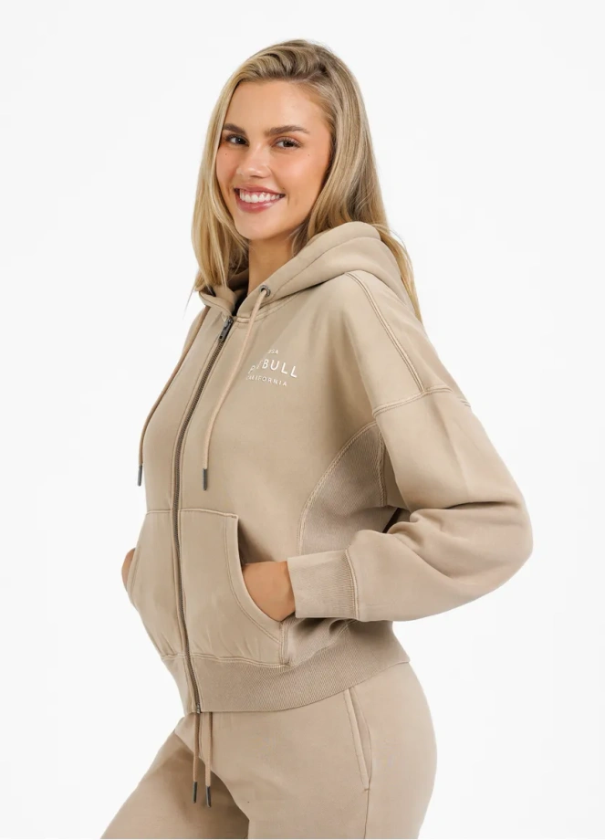 Bluza damska Pit Bull Manzanita Pitbull hooded zip beżowa