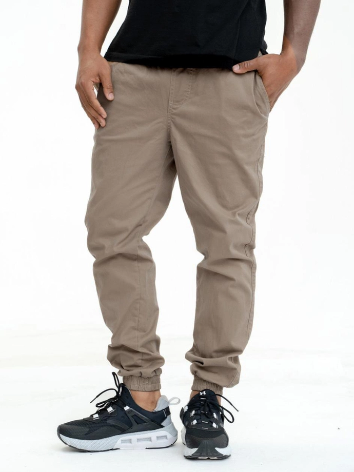 Spodnie męskie Materiałowe Jogger Jigga Wear Crown camel beżowe