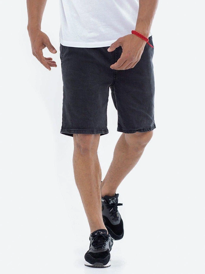 Spodenki szorty męskie jeans Jigga Wear Crown Pocket sprane czarne