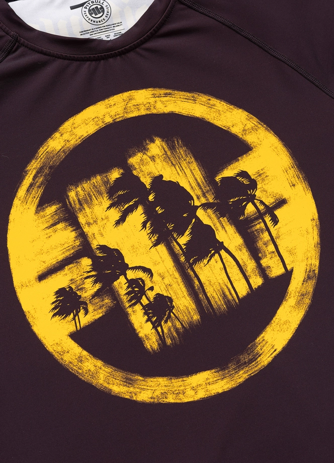 Koszulka męska rashguard Pitbull Logo Palms brązowa