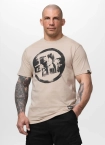 Koszulka męska T-Shirt Pitbull Logo Palms jasno kremowa