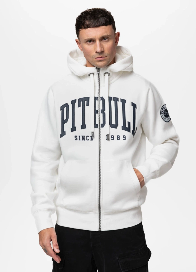 Bluza męska rozpinana z kapturem Pit Bull Norton off white biała