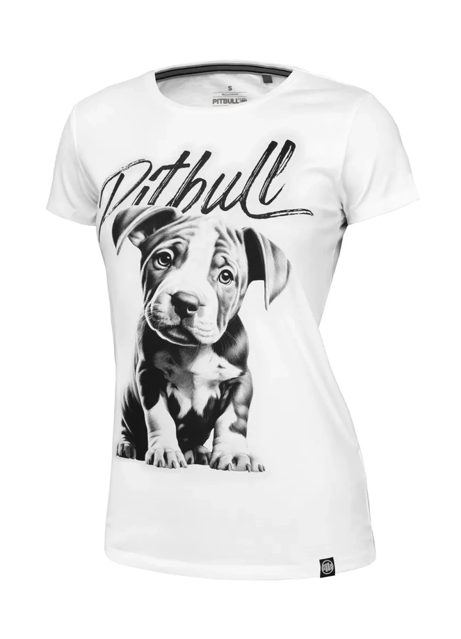 Koszulka t-shirt damski Pitbull Pit Bull Puppy biała