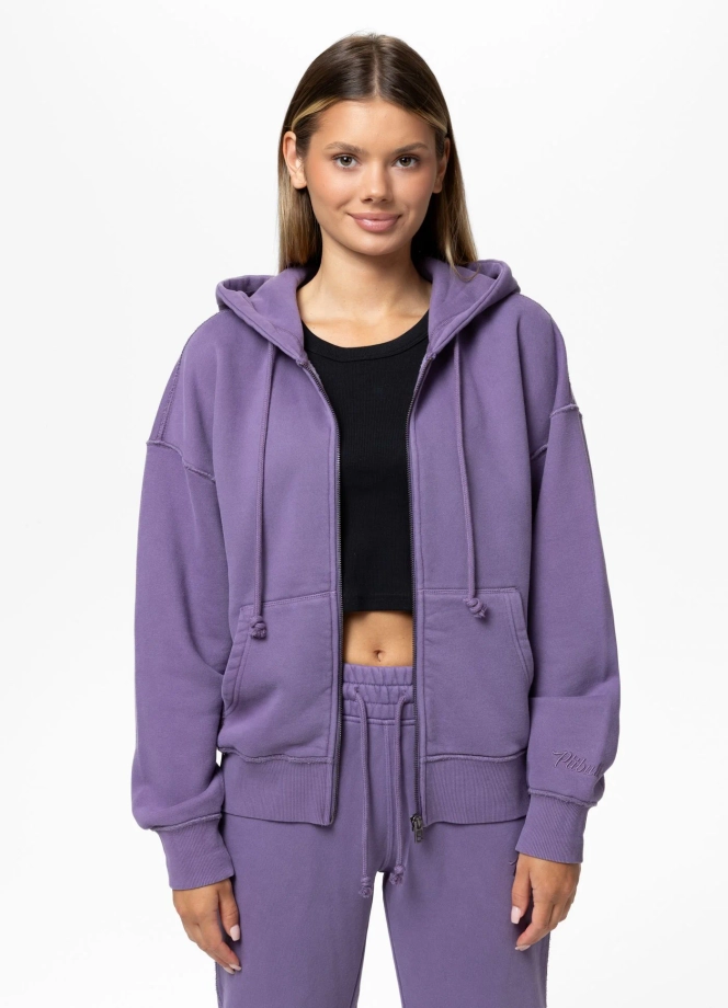 Bluza damska z kapturem ZIP Pitbull Washed Lovia fioletowa