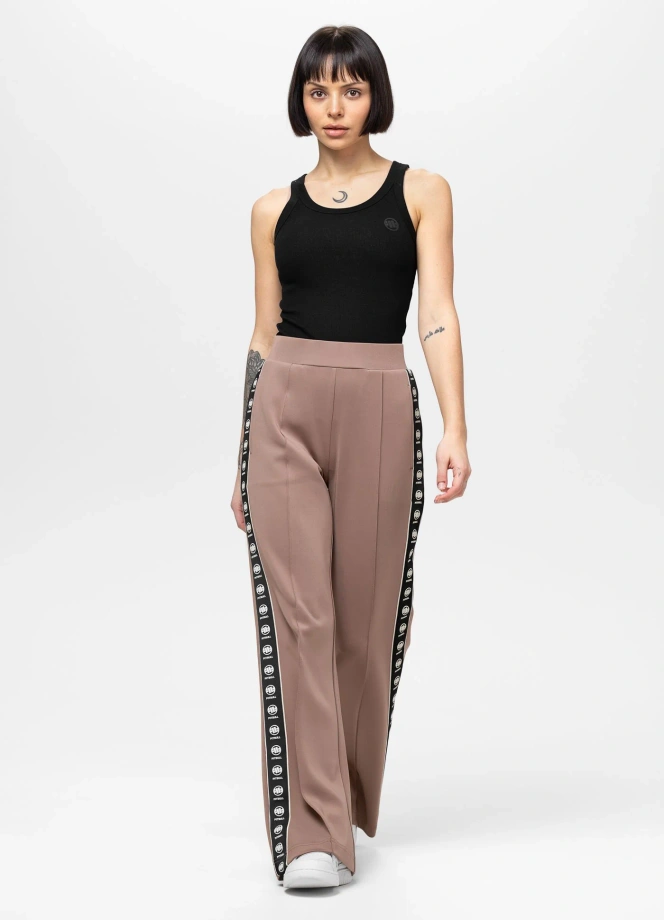 Komplet dresowy damski Pitbull Verona Wide Leg brązowy