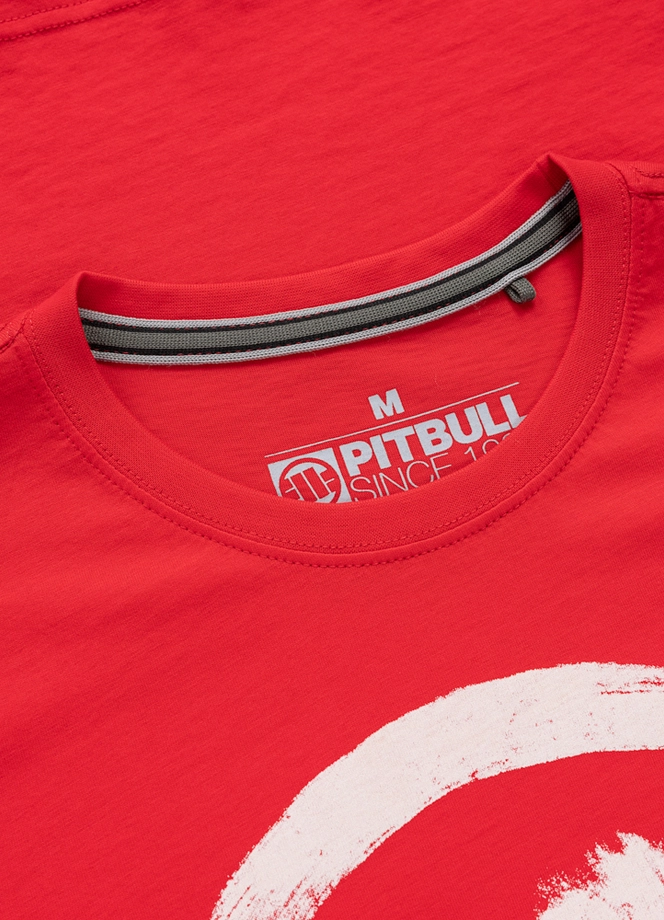 Koszulka męska T-Shirt Pitbull Logo Palms fluo czerwona