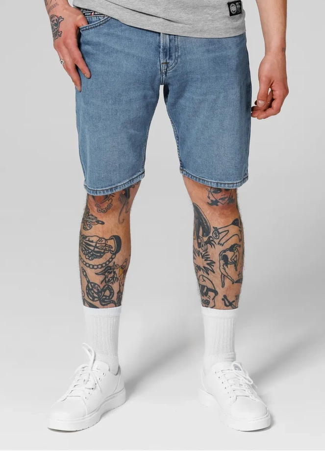 Spodenki szorty jeans męskie Pitbull Classic Wash Highlander jasno niebieskie
