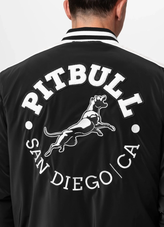 Kurtka męska przejściowa bejsbolówka Pit Bull Manolito czarno/biała