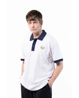 Koszulka męska Polo Moro Sport Mini Paris Laur biało/granatowa