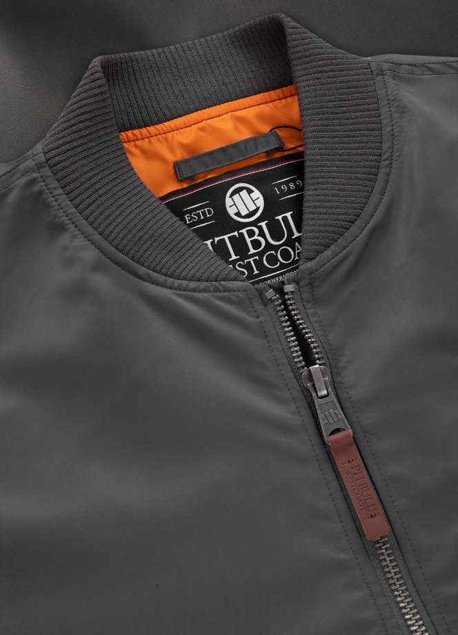 Kurtka męska przejściowa wiosenna Pit Bull MA 1 Logo Flight Jacket 2 bomber grafitowa szara