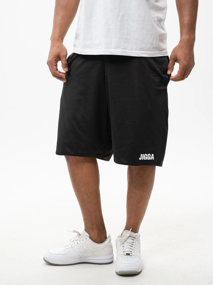 Spodenki szorty męskie dwustronne Jigga Wear Small Outline czarne/białe