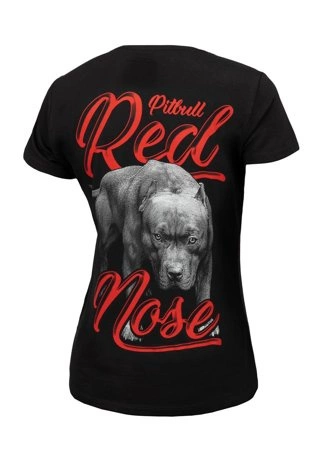 Koszulka t-shirt damski Pitbull Pit Bull Red Nose czarna