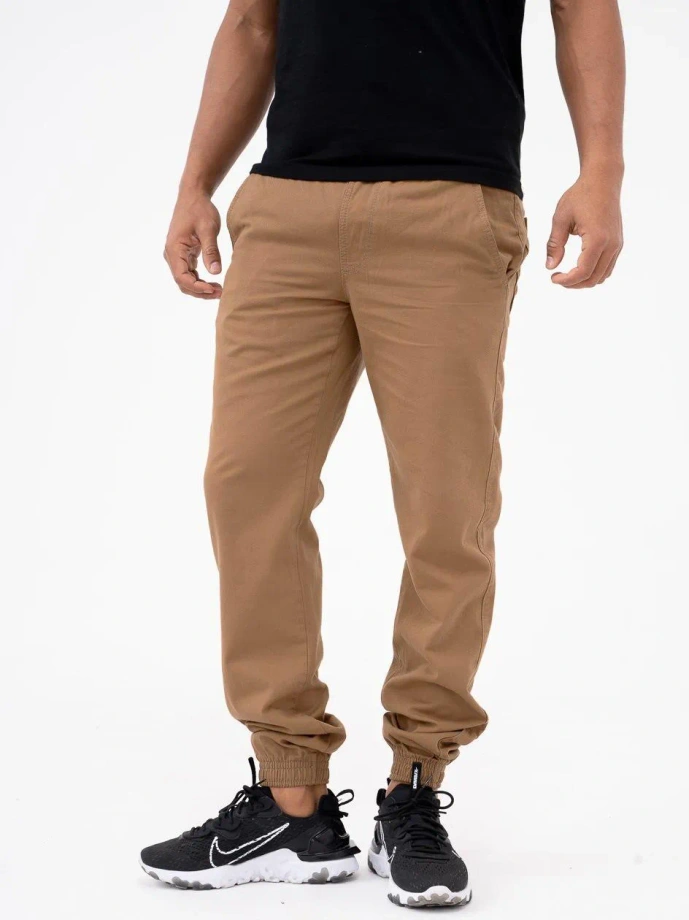 Spodnie męskie Materiałowe Jogger Jigga Wear Crown jasno brązowe