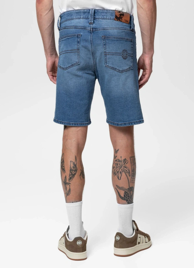 Spodenki szorty jeans męskie Pitbull Classic Wash Hornblend niebieskie