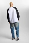 Koszulka longsleeve męski oversize Prosto Harvard biała/granatowa