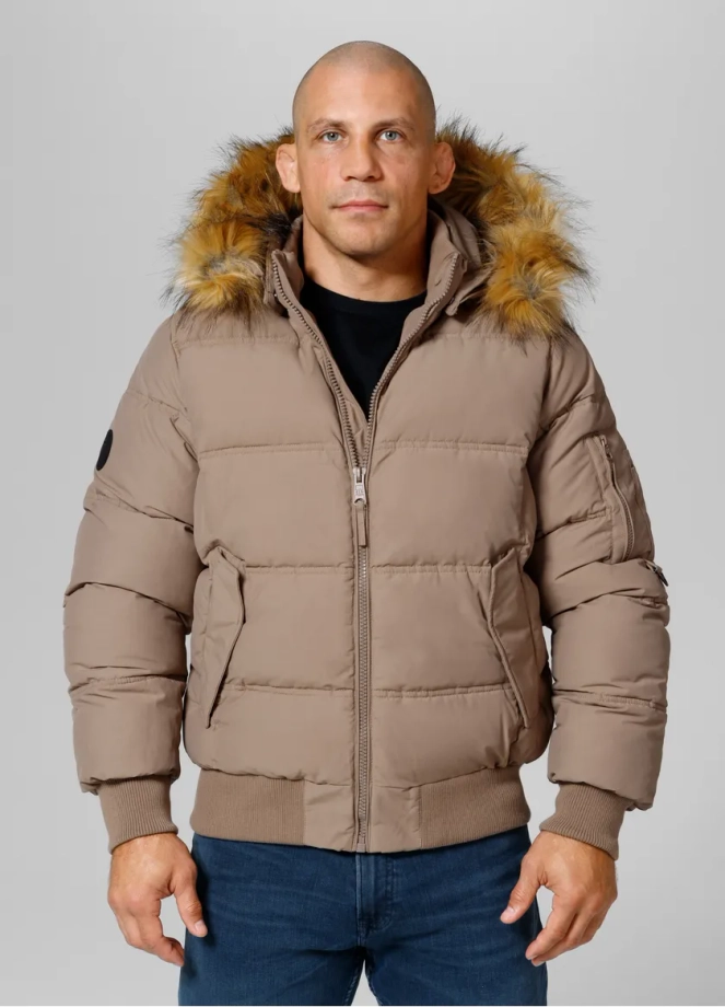 Kurtka zimowa męska Pit Bull Burnt Hooded Jacket beżowa