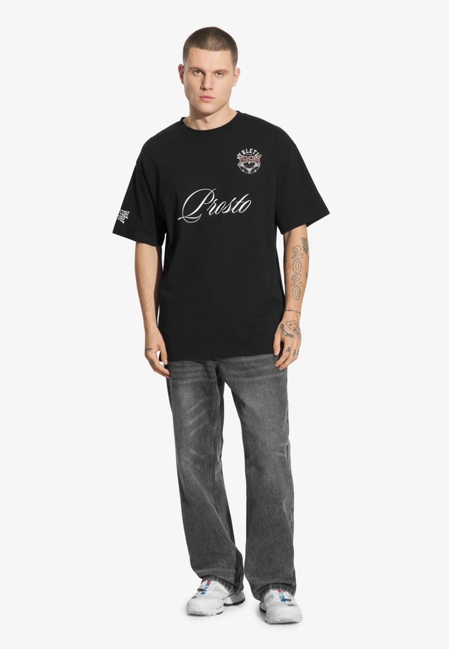 Koszulka męska t-shirt oversize Prosto Football Fan sprany czarny