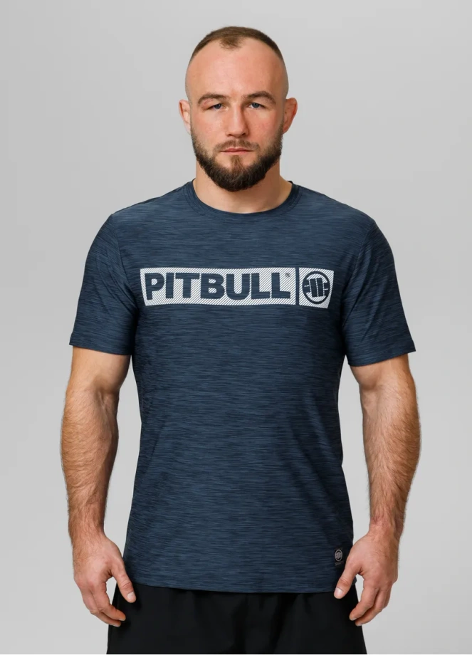Koszulka męska T-shirt Pit Bull Performance Pro+ Casual Sport Hilltop granatowa