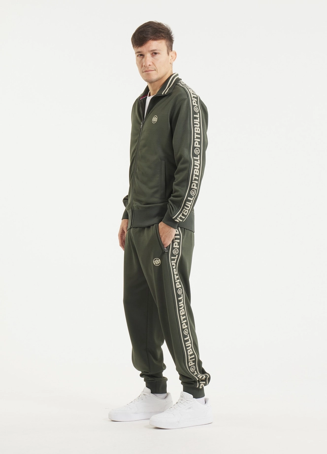 Bluza męska rozpinana Pitbull Pit Bull Tape Logo 25 Trackjacket zielona
