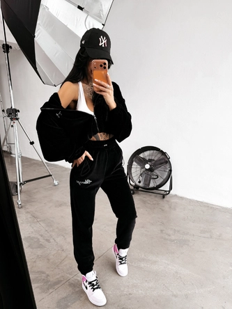 Komplet damski welurowy Olavoga Prism czarny