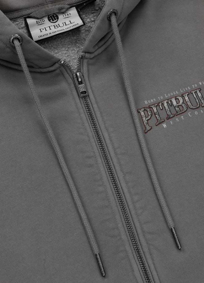 Bluza męska z kapturem Pitbull Pit Bull Ace Of Spades ZIP Washed szara