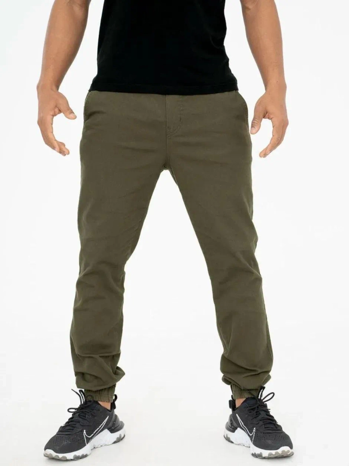 Spodnie Materiałowe męskie Jogger Jigga Wear Crown zielone/czarne