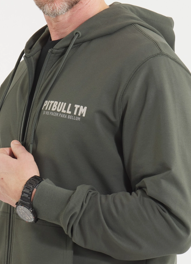 Bluza męska z kapturem Pitbull Pit Bull Para Bellum ZIP zielona