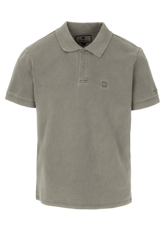 Koszulka męska Polo Pitbull Pique Small Logo Washed szara oliwkowa