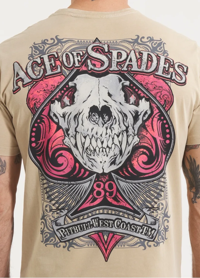 Koszulka męska T-Shirt Pit Bull Pitbull Denim Washed Ace Of Spades II beżowa