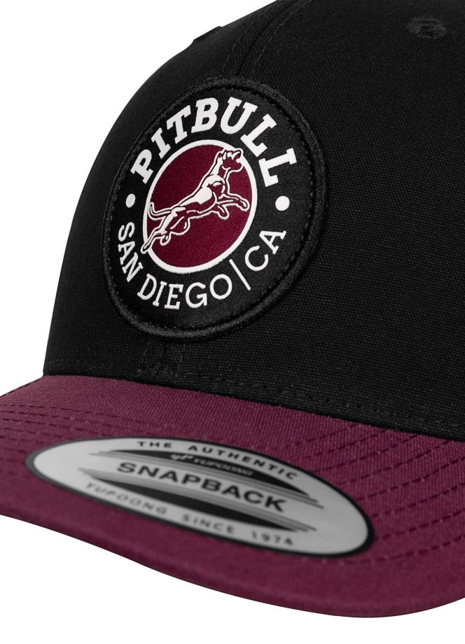 Czapka z daszkiem Snapback Trucker Pit Bull Pitbull San Diego CA czarno/bordowa