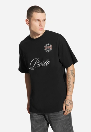 Koszulka męska t-shirt oversize Prosto Football Fan sprany czarny