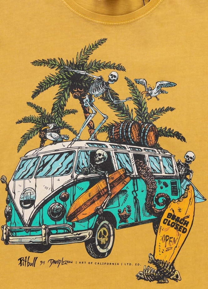 Koszulka męska T-Shirt Pit Bull Pitbull Open Beach sprany żółty