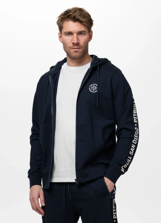 Bluza męska rozpinana z kapturem Pit Bull Tape Parker granatowa