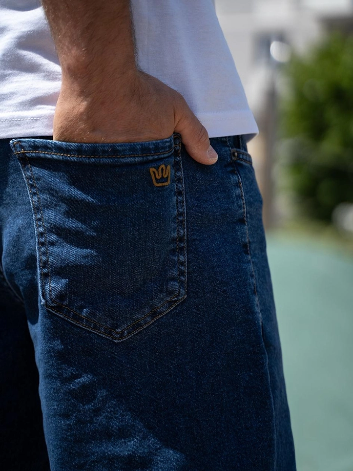 Spodenki szorty męskie jeans Jigga Wear Small Outline Crown niebieskie