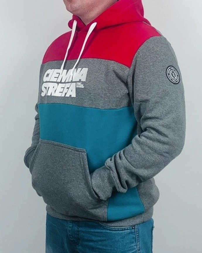 Bluza z kapturem Ciemna Strefa CS red/grey/torquise