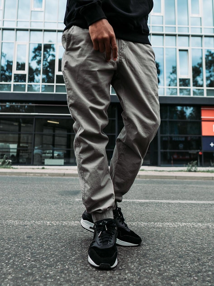 Spodnie Materiałowe męskie Jogger Jigga Wear Crown jasno szare