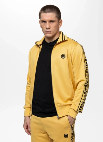 Bluza męska rozpinana Pit Bull Oldschool Tape Logo jasno żółta