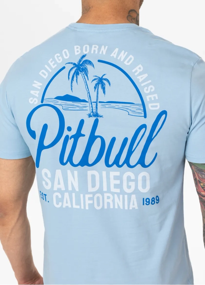Koszulka męska T-Shirt Pit Bull Pitbull San Diego Born jasno niebieska